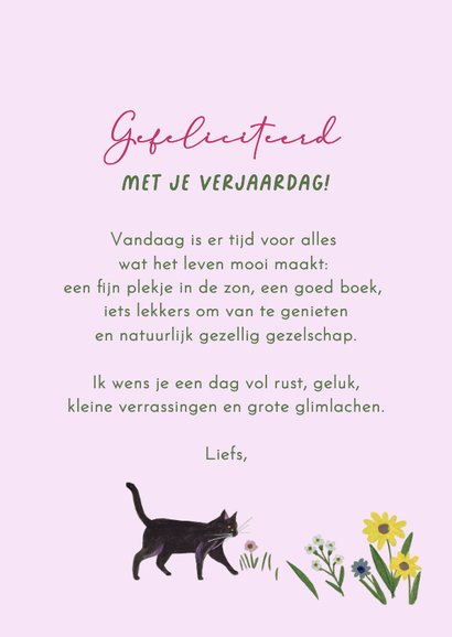 Verjaardagskaart picknick in stadspark met katten en boek 3