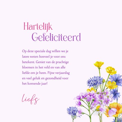 Verjaardagskaart pinksterbloemen en veldbloemen 3