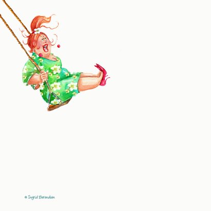 Verjaardagskaart plezier op de schommel 2