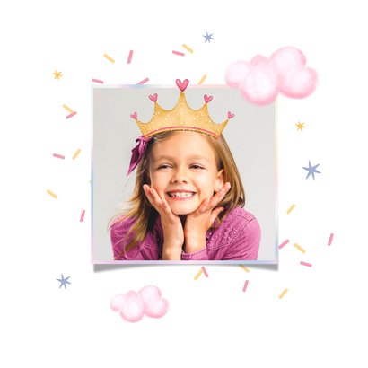 Verjaardagskaart prinsessen kasteel confetti magisch 2