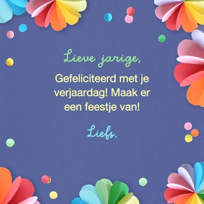 Verjaardagskaart regenboog slingers en confetti 3
