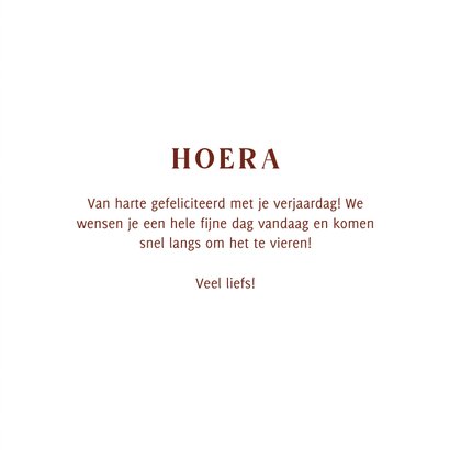 Verjaardagskaart roestbruin met goudlook en foto 3