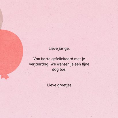 Verjaardagskaart roze ballonnen met leeftijd 3