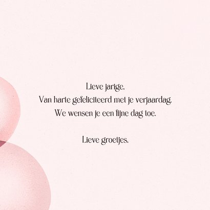 Verjaardagskaart roze ballonnen vrouw 3