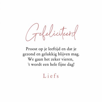 Verjaardagskaart roze hout gouden ballonnen confetti 3