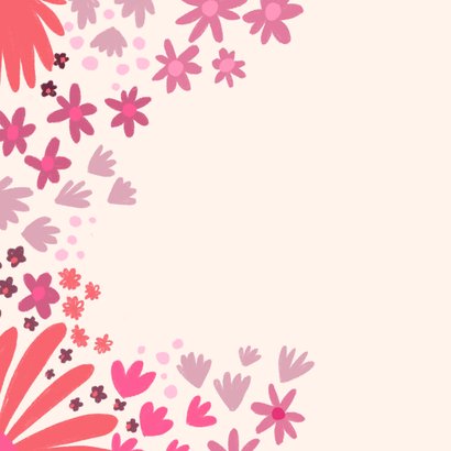 Verjaardagskaart Roze/paars palet bloemen vierkant 2