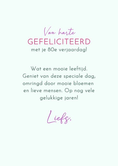 Verjaardagskaart roze pioenen 80 in hout 3