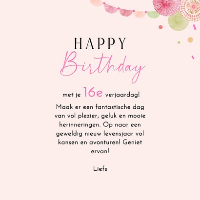 Verjaardagskaart roze scooter met ballonnen 3