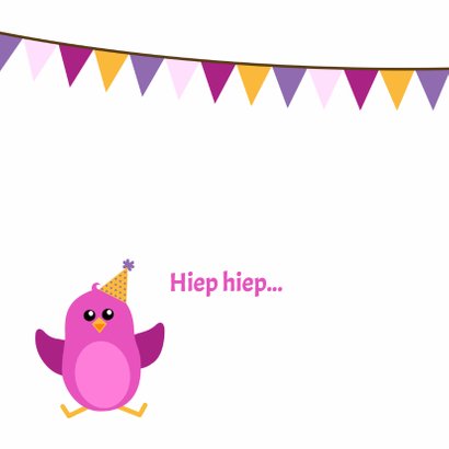 verjaardagskaart roze vogeltje in vogelhuisje - DD 2