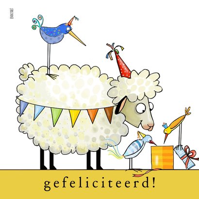 Verjaardagskaart schaap is jarig 2