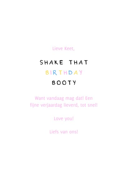 Verjaardagskaart shake that birthday booty 3