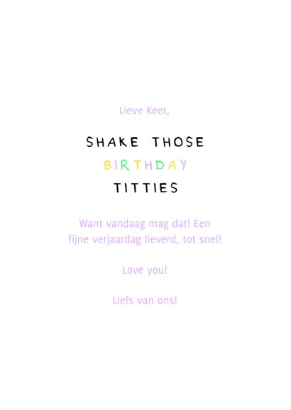 Verjaardagskaart shake those birthday titties 3
