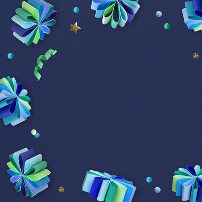 Verjaardagskaart slingers blauw 2