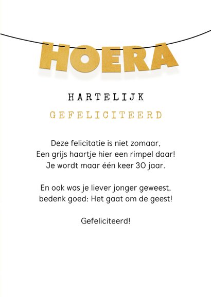 Verjaardagskaart slingers hoera confetti foto goud 3