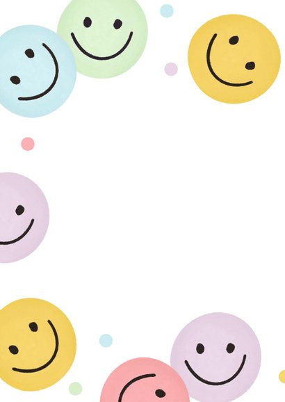 Verjaardagskaart smileys happy birthday confetti blij 2