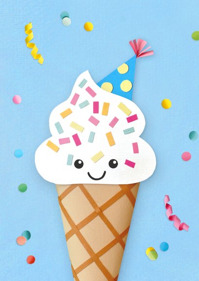 Verjaardagskaart softijs feestje 2