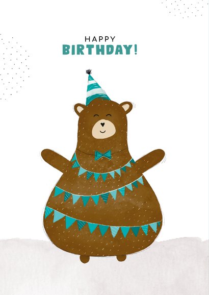 Verjaardagskaart sorry te laat met beer met een ballon 2