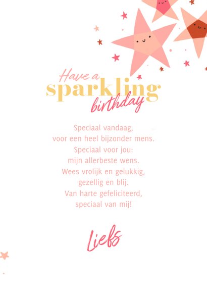 Verjaardagskaart sparkling birthday sterren recht 3