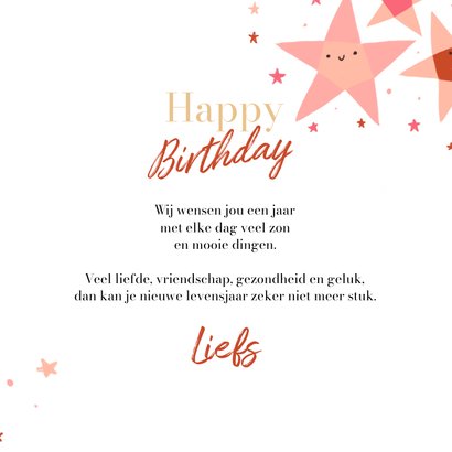 Verjaardagskaart sparkling birthday sterren vierkant 3