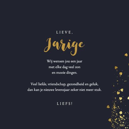 Verjaardagskaart spetters hartjesconfetti goudlook foto 3