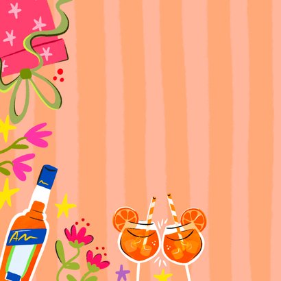Verjaardagskaart spritz cadeau en bloemen 2