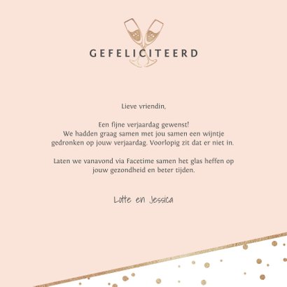 Verjaardagskaart stijlvol confetti hartjes foto goud 3