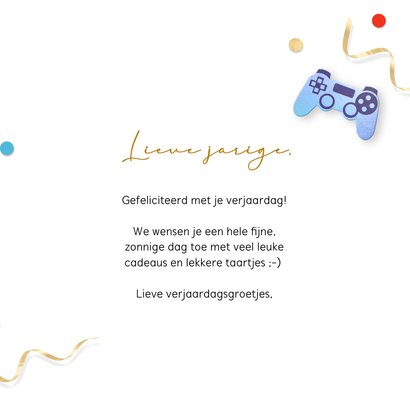 Verjaardagskaart stoer krijtbord game controller en confetti 3