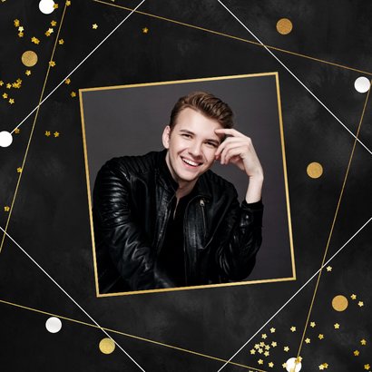 Verjaardagskaart stoer stijlvol goud confetti happy birthday 2