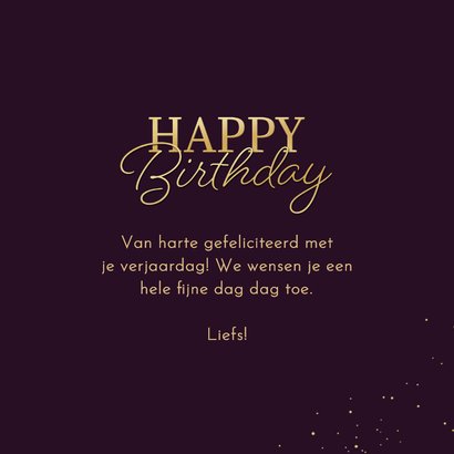 Verjaardagskaart strikje happy birthday goudlook 3