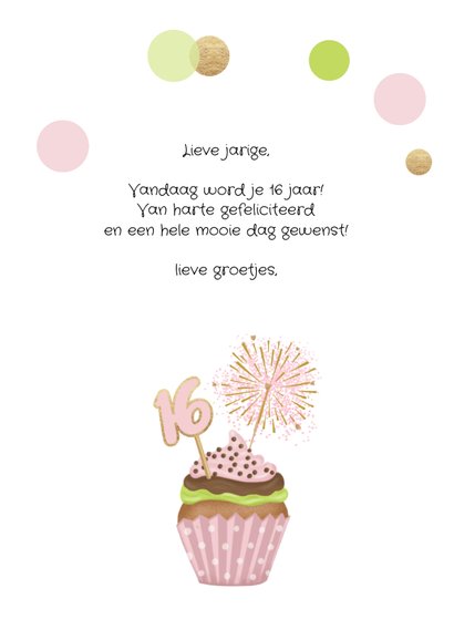 Verjaardagskaart Sweet Sixteen met cupcake 3