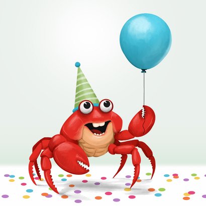 Verjaardagskaart te laat oh crab gefeliciteerd confetti 2