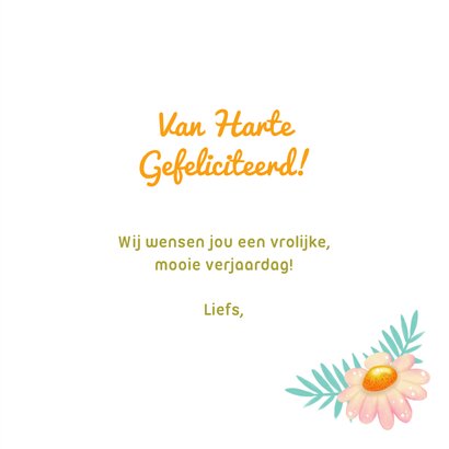 Verjaardagskaart tekst met bloemen vrolijk 3