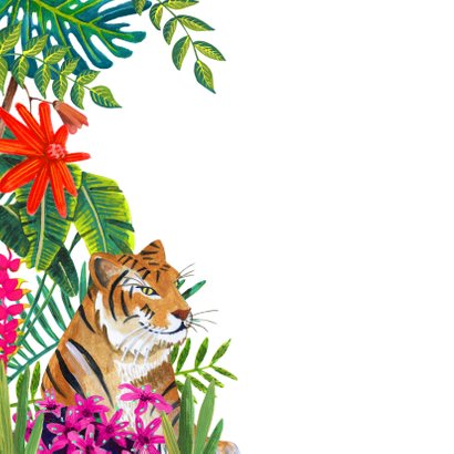 Verjaardagskaart tijger in de jungle wildernis 2