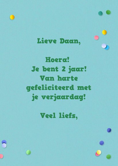 Verjaardagskaart tijgertje 2 jaar 3