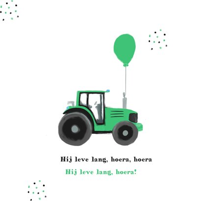 Verjaardagskaart tractor en confetti 2