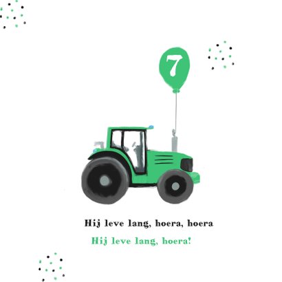 Verjaardagskaart tractor en confetti 2