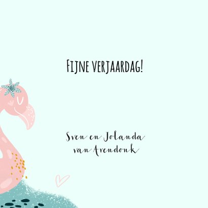 Verjaardagskaart tropical flamingo in pastelkleuren 3