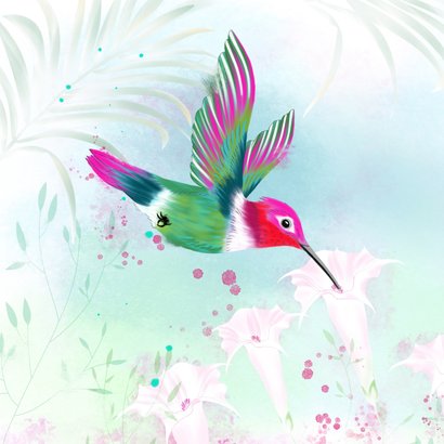 Verjaardagskaart tropisch met kolibrie 2