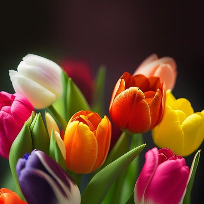 Verjaardagskaart tulpen bloemen kleurrijk gefeliciteerd 2