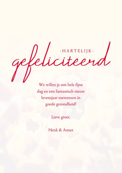 Verjaardagskaart tulpen hartelijk gefeliciteerd 3