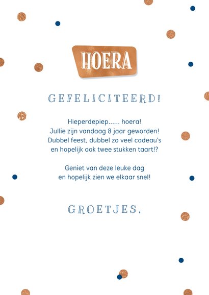 Verjaardagskaart tweeling hond feest confetti pawty 3