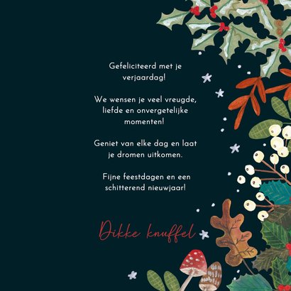 Verjaardagskaart typografie en bloemen december 3