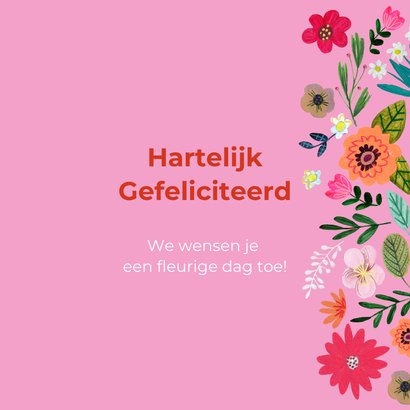 Verjaardagskaart typografie en bloemen 3