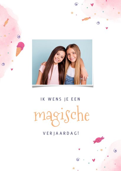 Verjaardagskaart unicorn meisje eenhoorn confetti 2