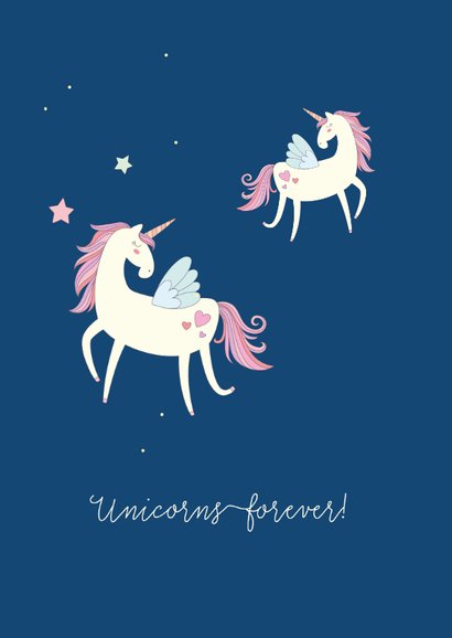 Verjaardagskaart unicorns forever 2