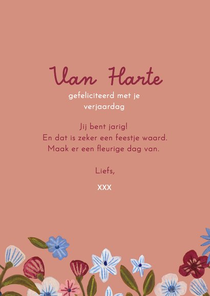 Verjaardagskaart vaas met bloemen modern 3