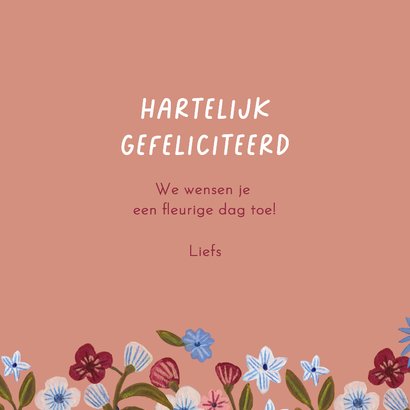 Verjaardagskaart vaas met bloemen stijlvol 3