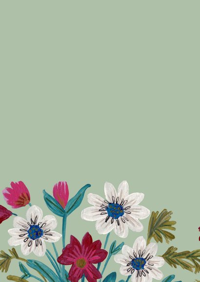 Verjaardagskaart vaas met boeket met bloemen 2