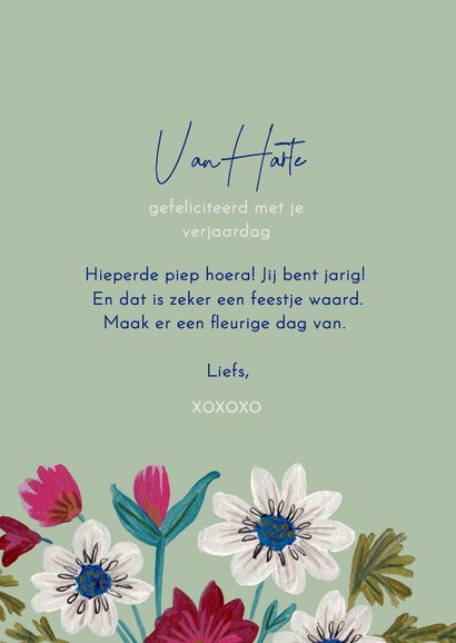 Verjaardagskaart vaas met boeket met bloemen 3