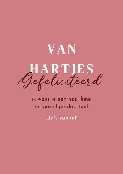 Verjaardagskaart van hartjes gefeliciteerd roze  3
